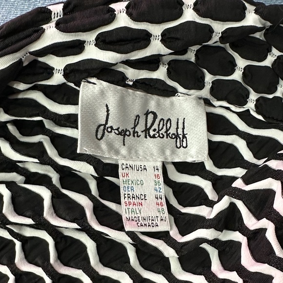 Joseph Ribkoff blazer black and white stretch material posable collar sz 14 - Picture 3 of 9